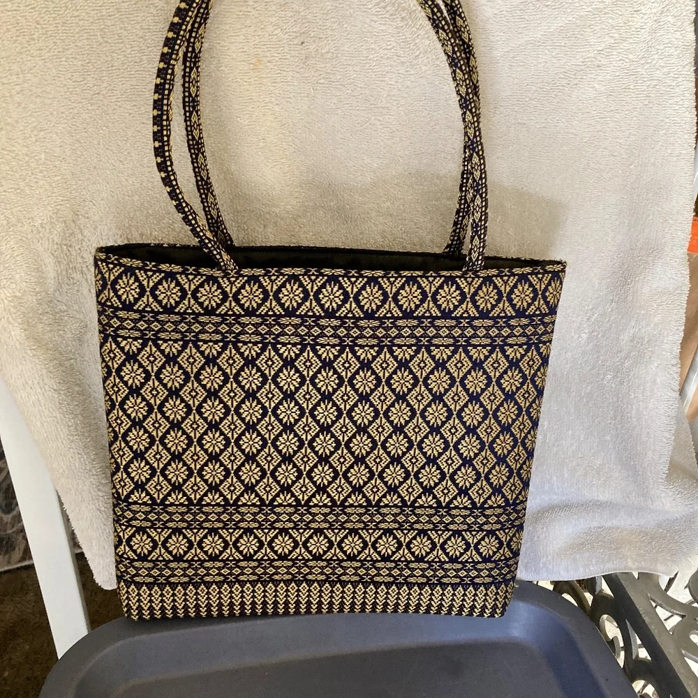 Navy and Gold Hand Bag - Picture 4 of 6